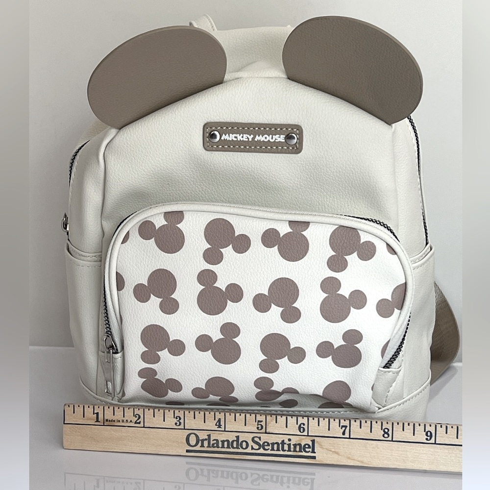 Adorable Khaki and Cream Mickey Mouse Backpack with Iconic Ears.  New with Tags. - Picture 11 of 14